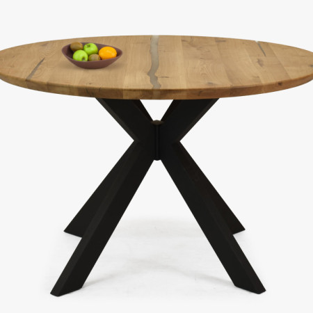 Kulatý jídelní stůl dub + epoxid, průměr 120 cm