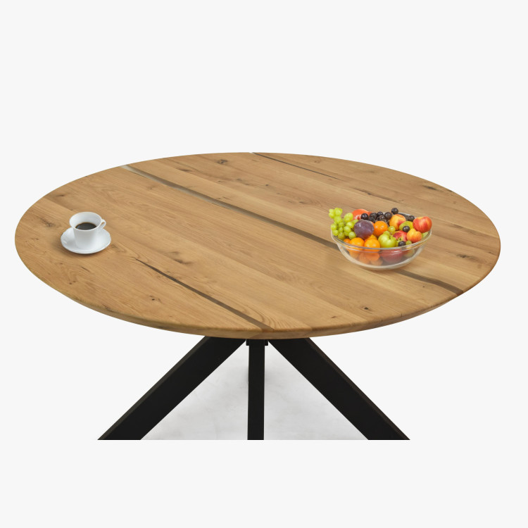 Kulatý jídelní stůl dub + epoxid, průměr 120 cm