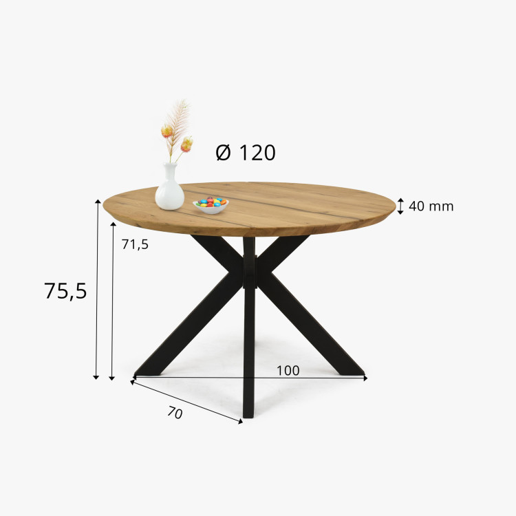Kulatý jídelní stůl dub + epoxid, průměr 120 cm