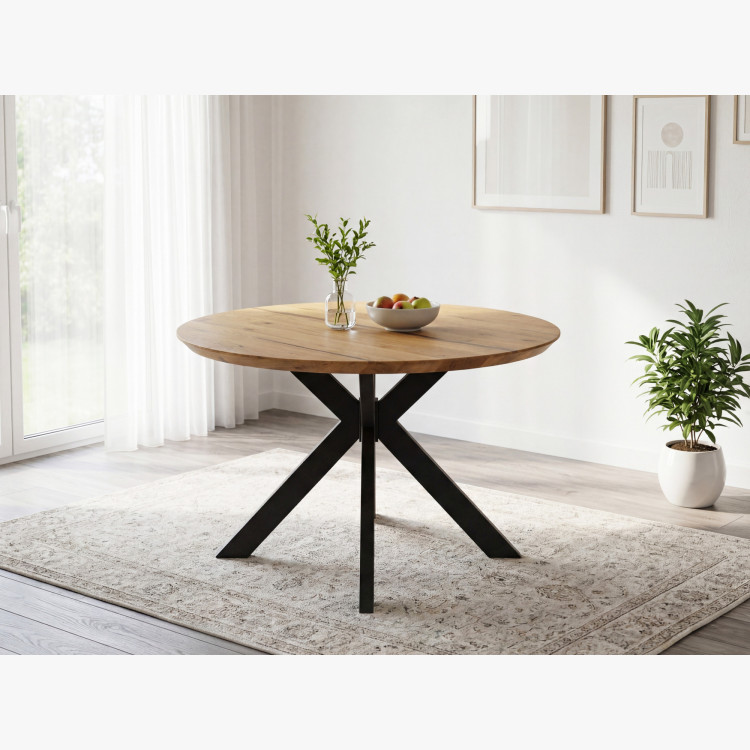 Kulatý jídelní stůl dub + epoxid, průměr 120 cm