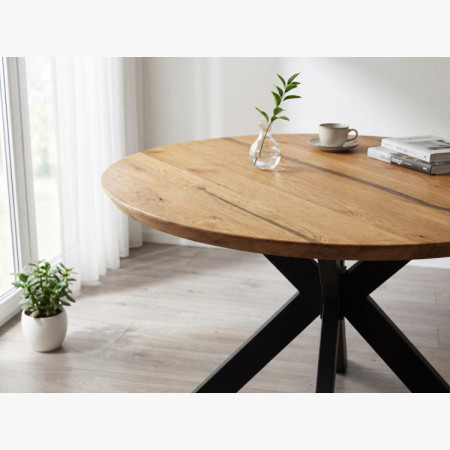 Kulatý jídelní stůl dub + epoxid, průměr 120 cm