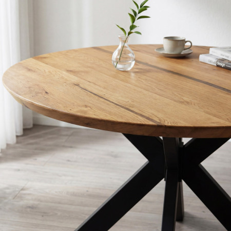 Kulatý jídelní stůl dub + epoxid, průměr 120 cm