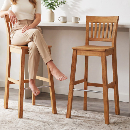 Massiver Barhocker aus Eiche, Rain