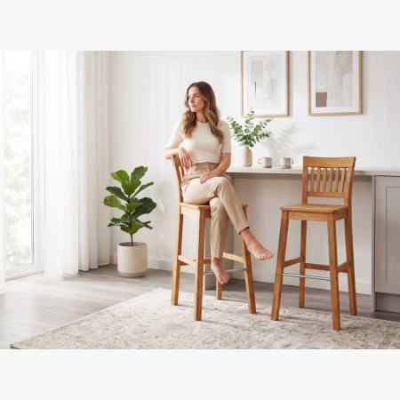 Massiver Barhocker aus Eiche, Rain