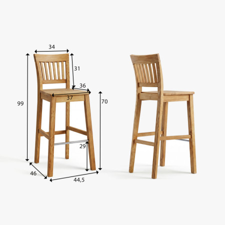 Massiver Barhocker aus Eiche, Rain