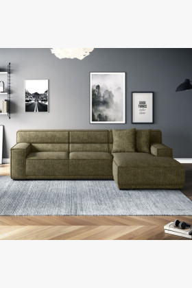 Modernes Ecksofa mit Longchair Polsterung Naturton Komfort