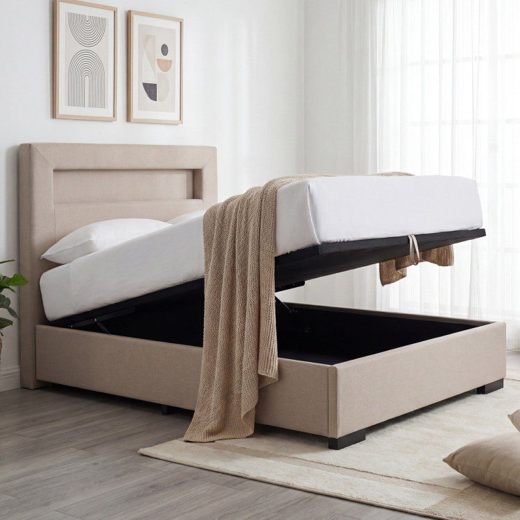 Postel 120 x 200 inklusive Matratze, Stauraum + LED