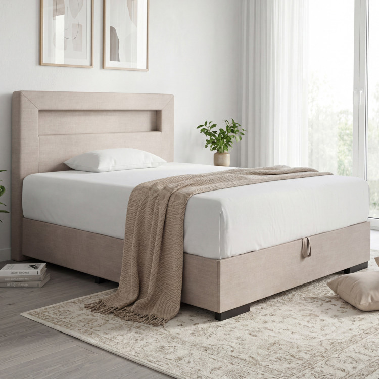 Postel 120 x 200 inklusive Matratze, Stauraum + LED