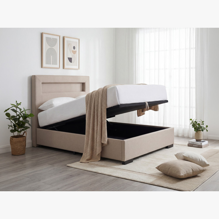 Postel 120 x 200 inklusive Matratze, Stauraum + LED