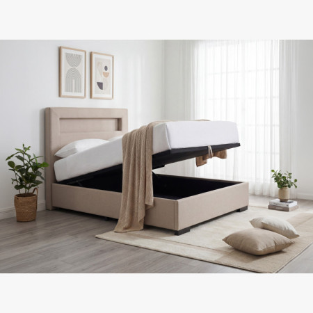 Postel 120 x 200 inklusive Matratze, Stauraum + LED