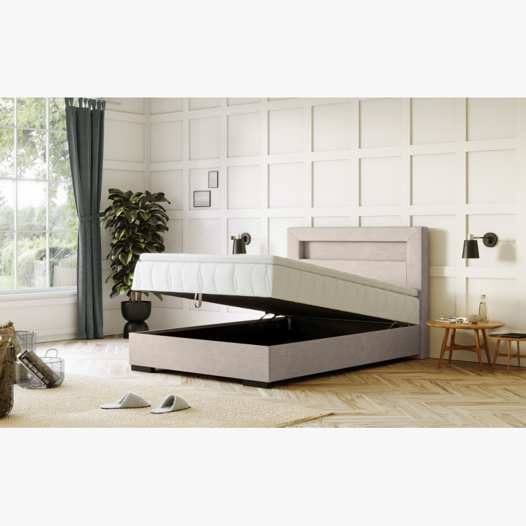 Postel 120 x 200 inklusive Matratze, Stauraum + LED