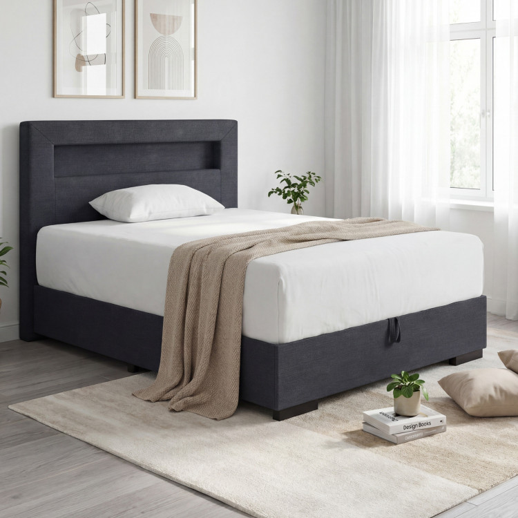 Postel 120 x 200 inklusive Matratze, Stauraum + LED