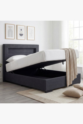 Postel 120 x 200 inklusive Matratze, Stauraum + LED 2