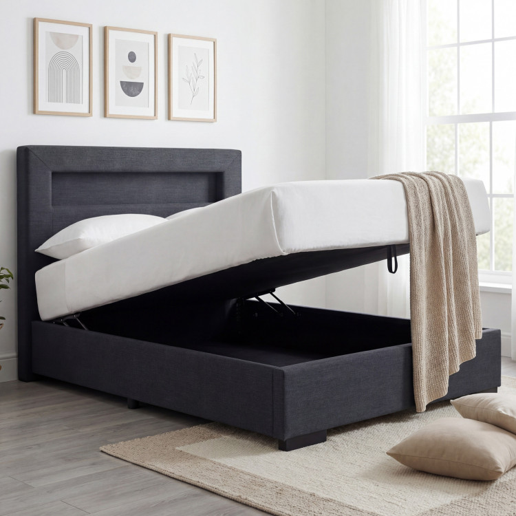 Postel 120 x 200 inklusive Matratze, Stauraum + LED