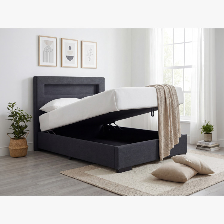 Postel 120 x 200 inklusive Matratze, Stauraum + LED