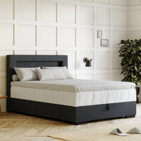 Postel 120 x 200 inklusive Matratze, Stauraum + LED