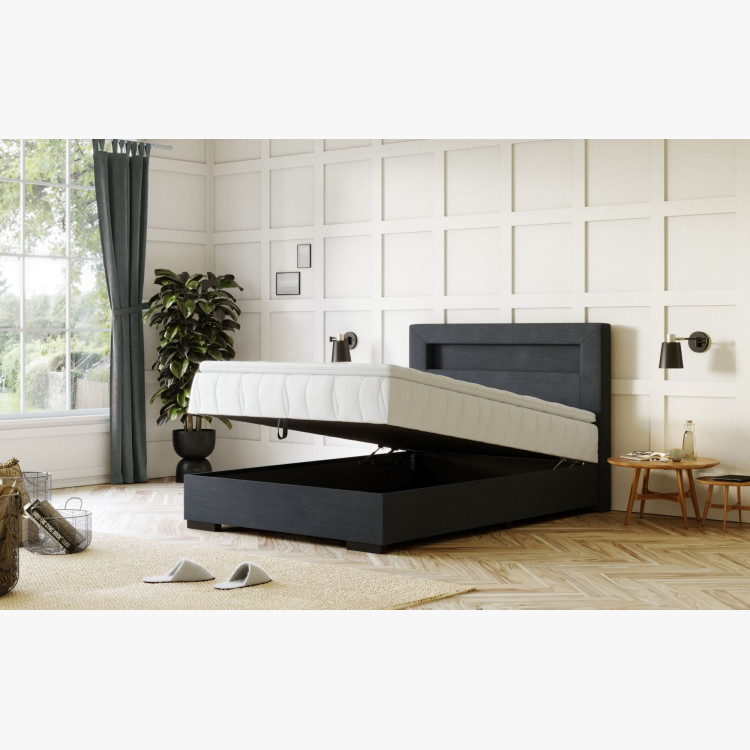 Postel 120 x 200 inklusive Matratze, Stauraum + LED