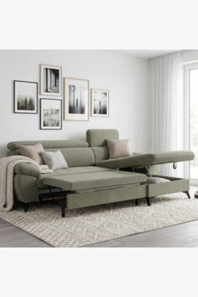 R Eckcouch mit Schlaffunktion grün - turtle , Ecke rechts