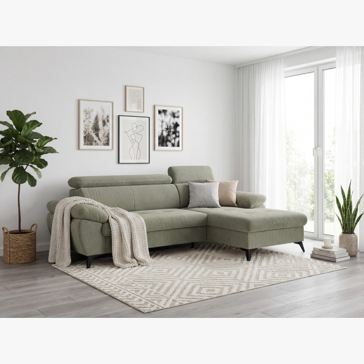 R Eckcouch mit Schlaffunktion grün - turtle , Ecke rechts