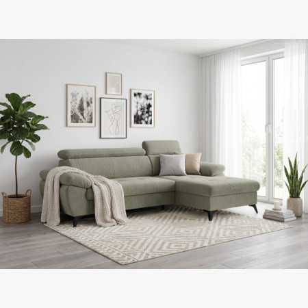 R Eckcouch mit Schlaffunktion grün - turtle , Ecke rechts