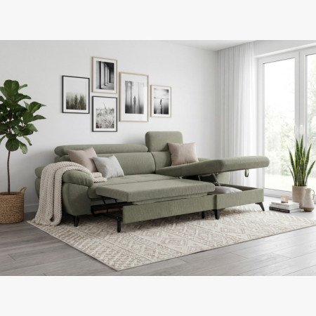 R Eckcouch mit Schlaffunktion grün - turtle , Ecke rechts