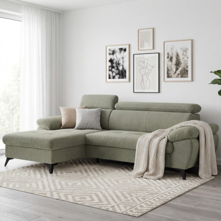 Ecksofa mit Schlaffunktion grün - turtle , Ecke links