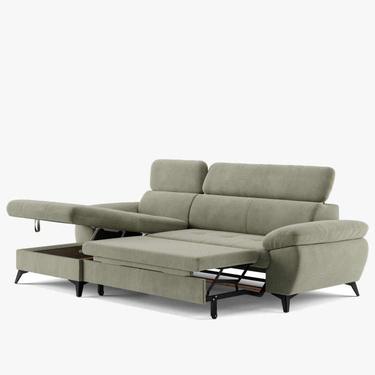 Ecksofa mit Schlaffunktion grün - turtle , Ecke links