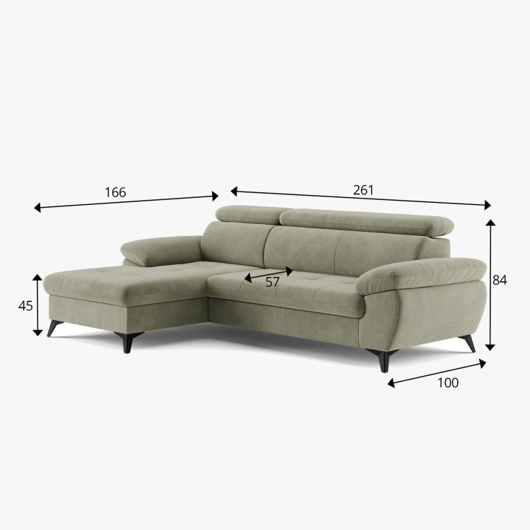 Ecksofa mit Schlaffunktion grün - turtle , Ecke links