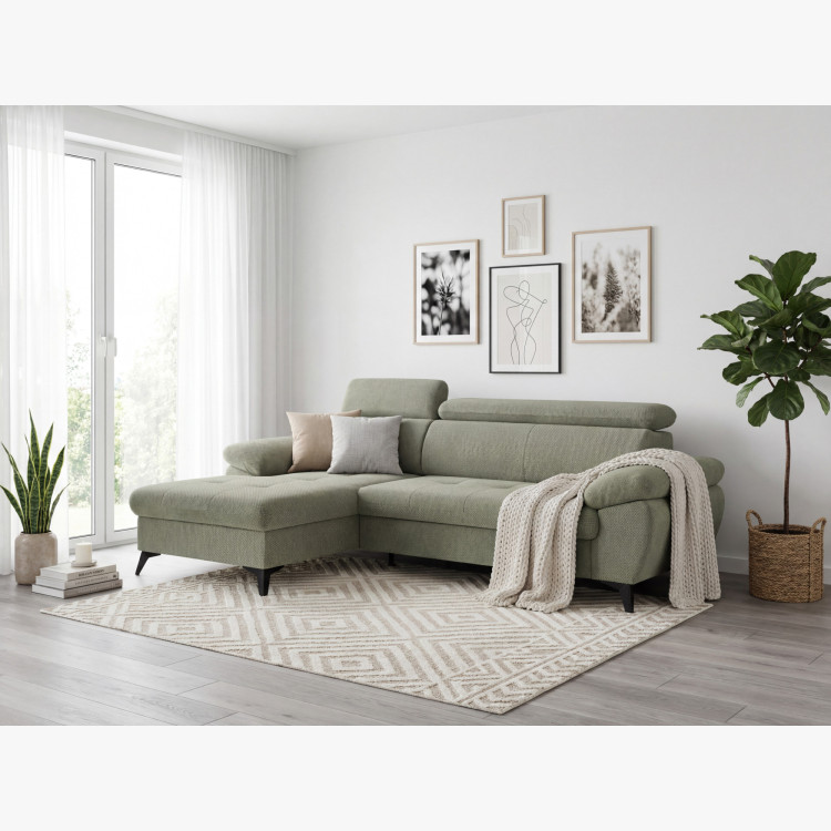 Ecksofa mit Schlaffunktion grün - turtle , Ecke links