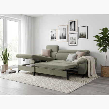 Ecksofa mit Schlaffunktion grün - turtle , Ecke links