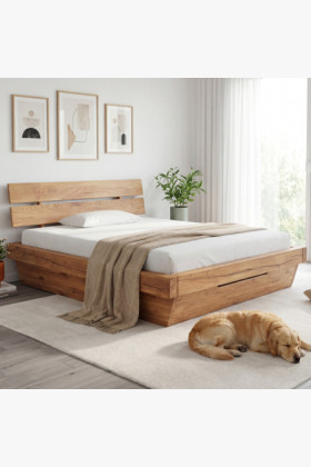 Massives Luxusbett aus Eichenbalken, Doppelbett 180 x 200 cm