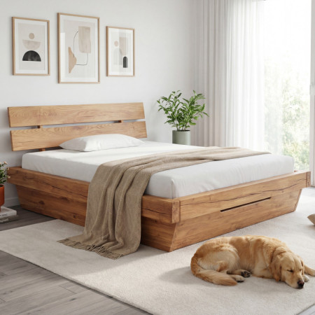 Massives Luxusbett aus Eichenbalken, Doppelbett 180 x 200 cm