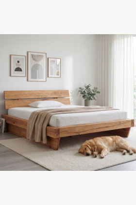 Massives Luxusbett aus Eichenbalken, Doppelbett 180 x 200 cm 2