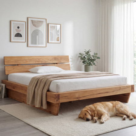 Massives Luxusbett aus Eichenbalken, Doppelbett 180 x 200 cm