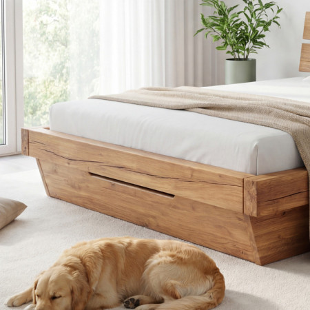 Massives Luxusbett aus Eichenbalken, Doppelbett 180 x 200 cm