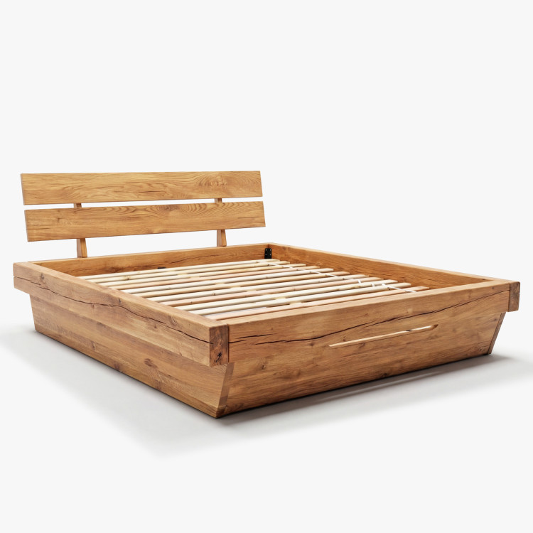 Massives Luxusbett aus Eichenbalken, Doppelbett 180 x 200 cm