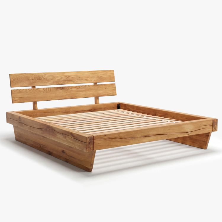 Massives Luxusbett aus Eichenbalken, Doppelbett 180 x 200 cm