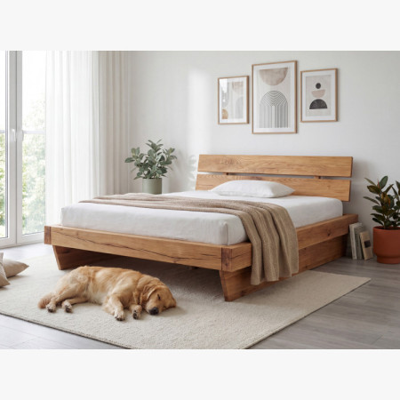 Massives Luxusbett aus Eichenbalken, Doppelbett 180 x 200 cm