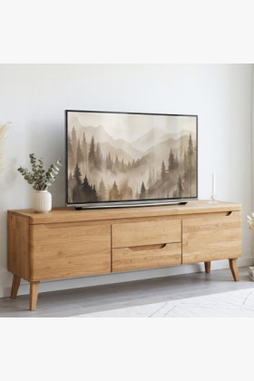 Eiche TV Tisch auf Beinen, Prag Typ 25