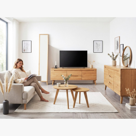 Eiche TV Tisch auf Beinen, Prag Typ 25