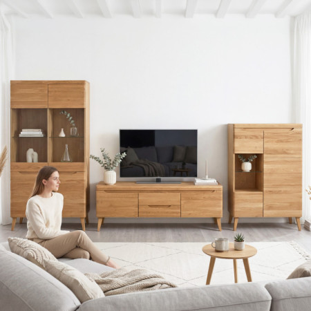 Eiche TV Tisch auf Beinen, Prag Typ 25