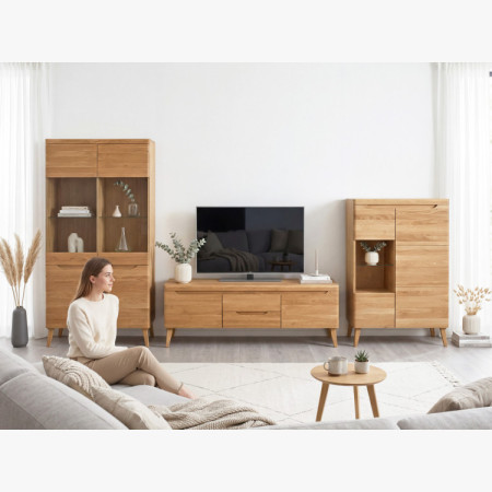 Eiche TV Tisch auf Beinen, Prag Typ 25