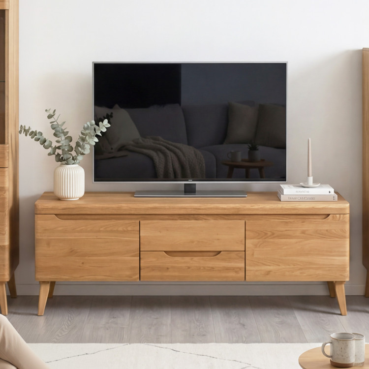 Eiche TV Tisch auf Beinen, Prag Typ 25