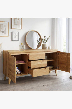 Kommode aus massiver Eiche auf Füßen, Typ Prag 49 2