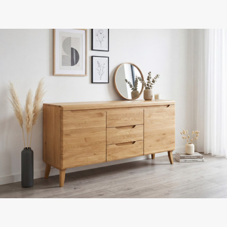 Kommode aus massiver Eiche auf Füßen, Typ Prag 49