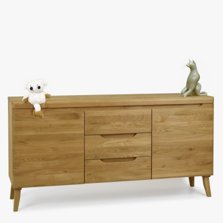 Kommode aus massiver Eiche auf Füßen, Typ Prag 49