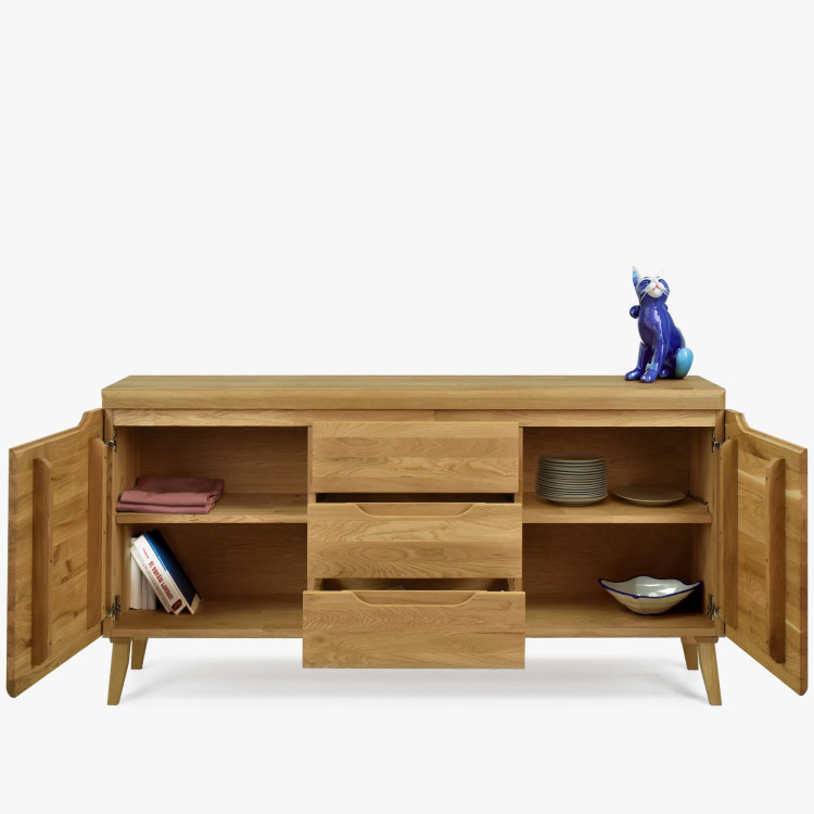 Kommode aus massiver Eiche auf Füßen, Typ Prag 49