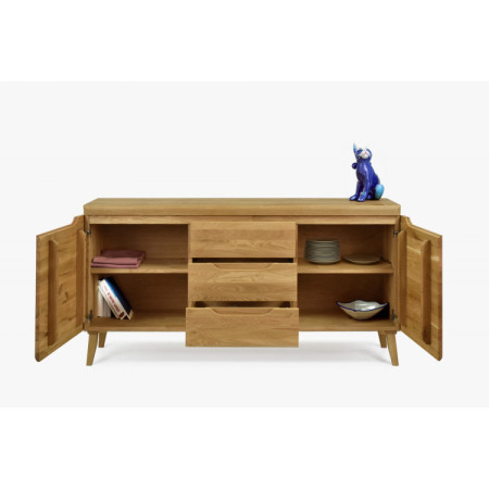 Kommode aus massiver Eiche auf Füßen, Typ Prag 49