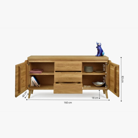 Kommode aus massiver Eiche auf Füßen, Typ Prag 49