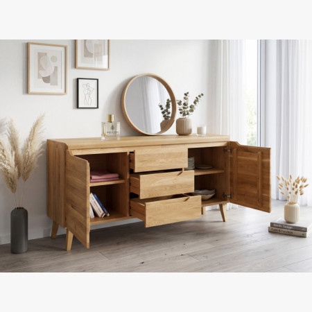 Kommode aus massiver Eiche auf Füßen, Typ Prag 49